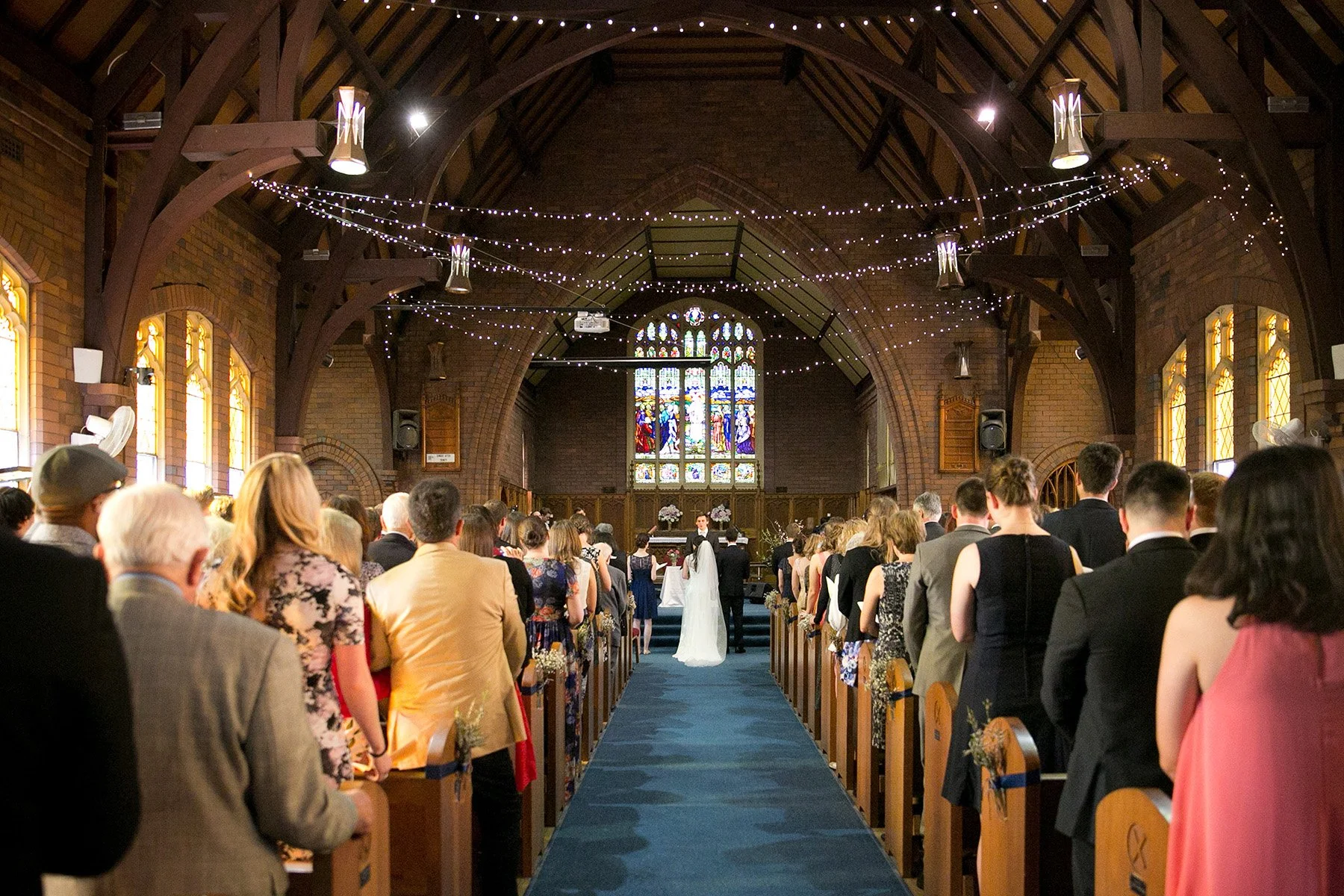 Wedding congregation viewed from the rear of the nave, St Andrews Anglican Church Roseville