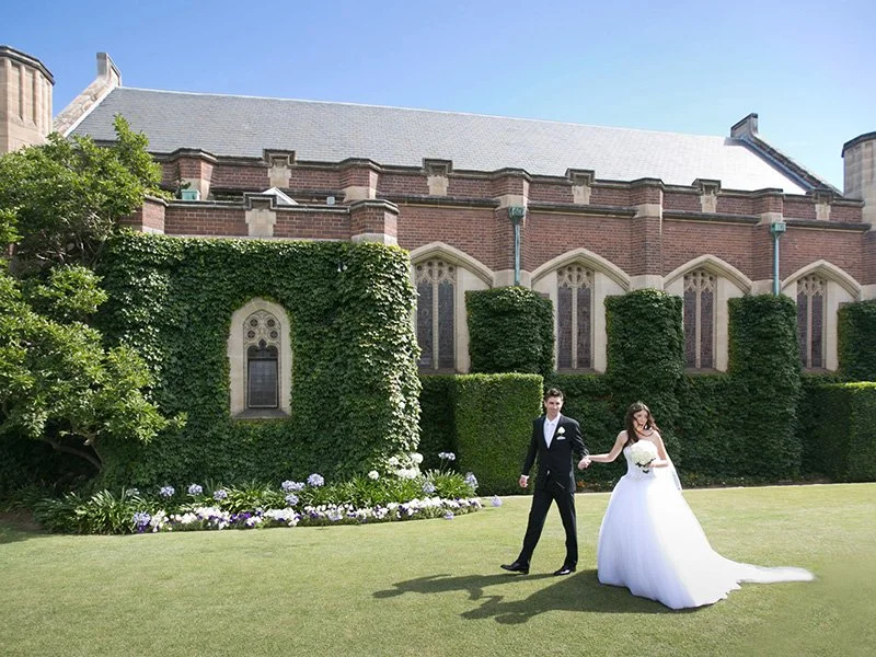 bride and groom smiling during portraits in milton park