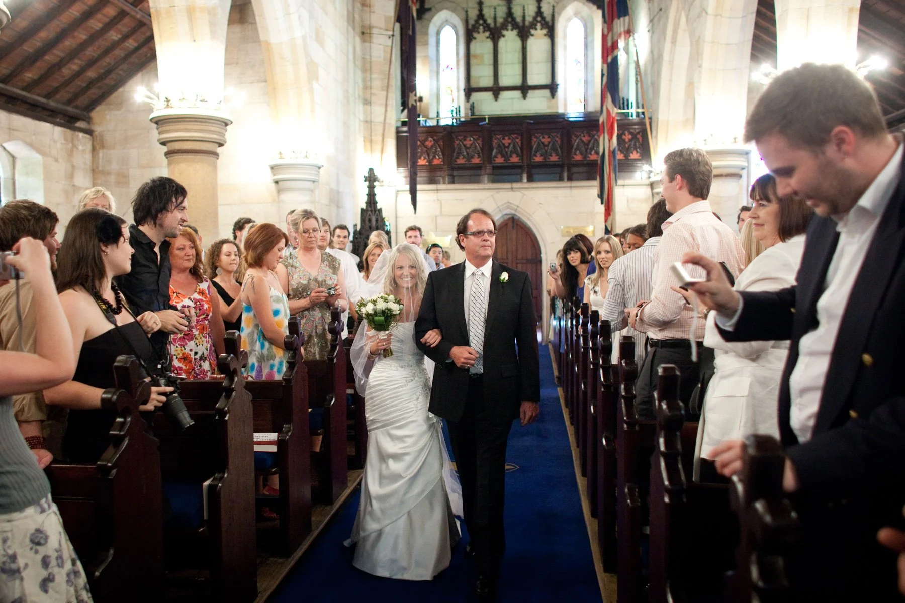 Bride and father processional at St Marks Anglican Church Darling Point