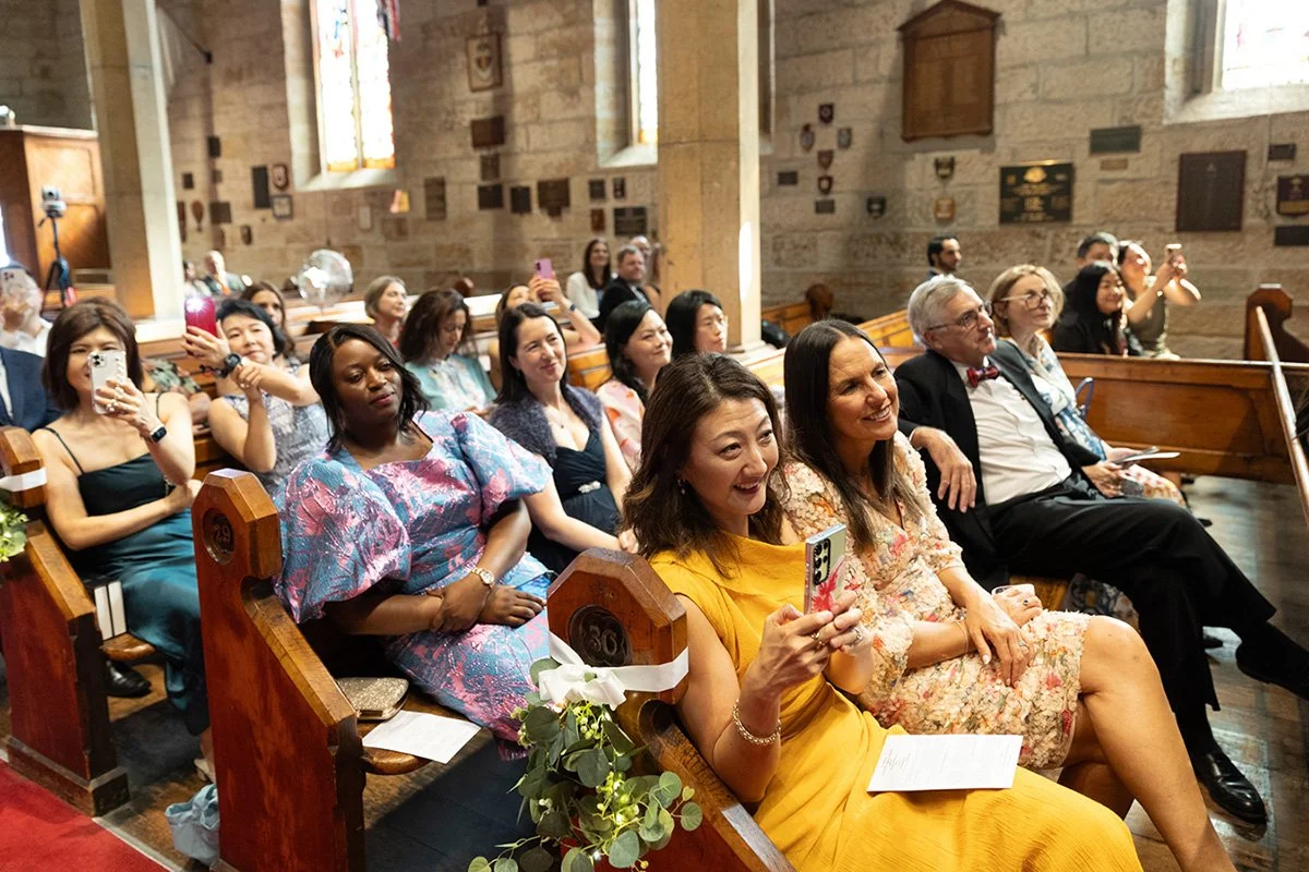 Guests in the pews during the ceremony, Garrison Church, Millers Point