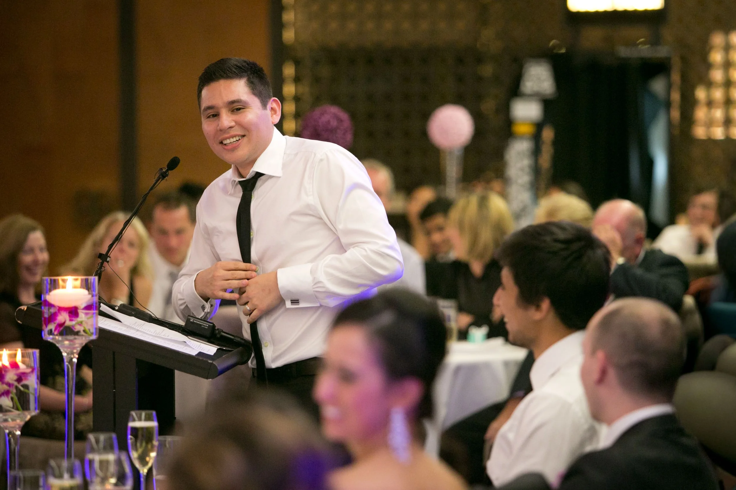 Groom delivering speech at Sergeants Mess Mosman wedding reception
