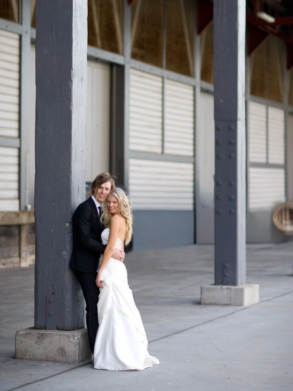 Standing bridal portrait on Walsh Bay pier Sydney