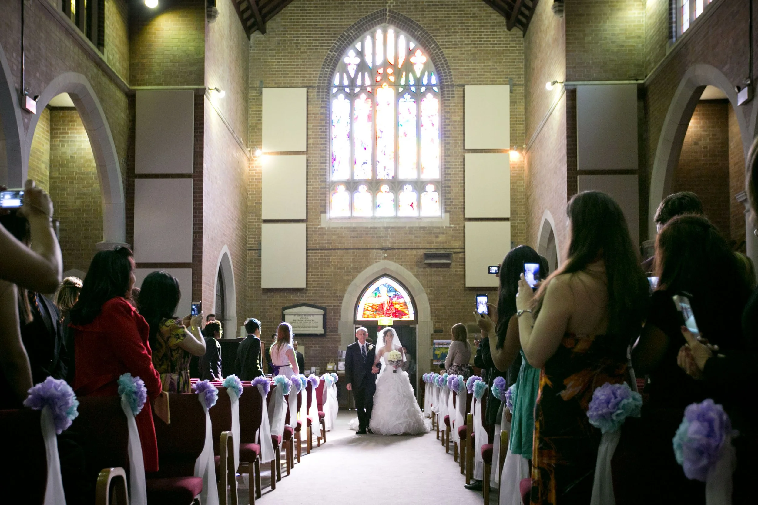 Father walking bride down the aisle, St Matthews Anglican Church Manly