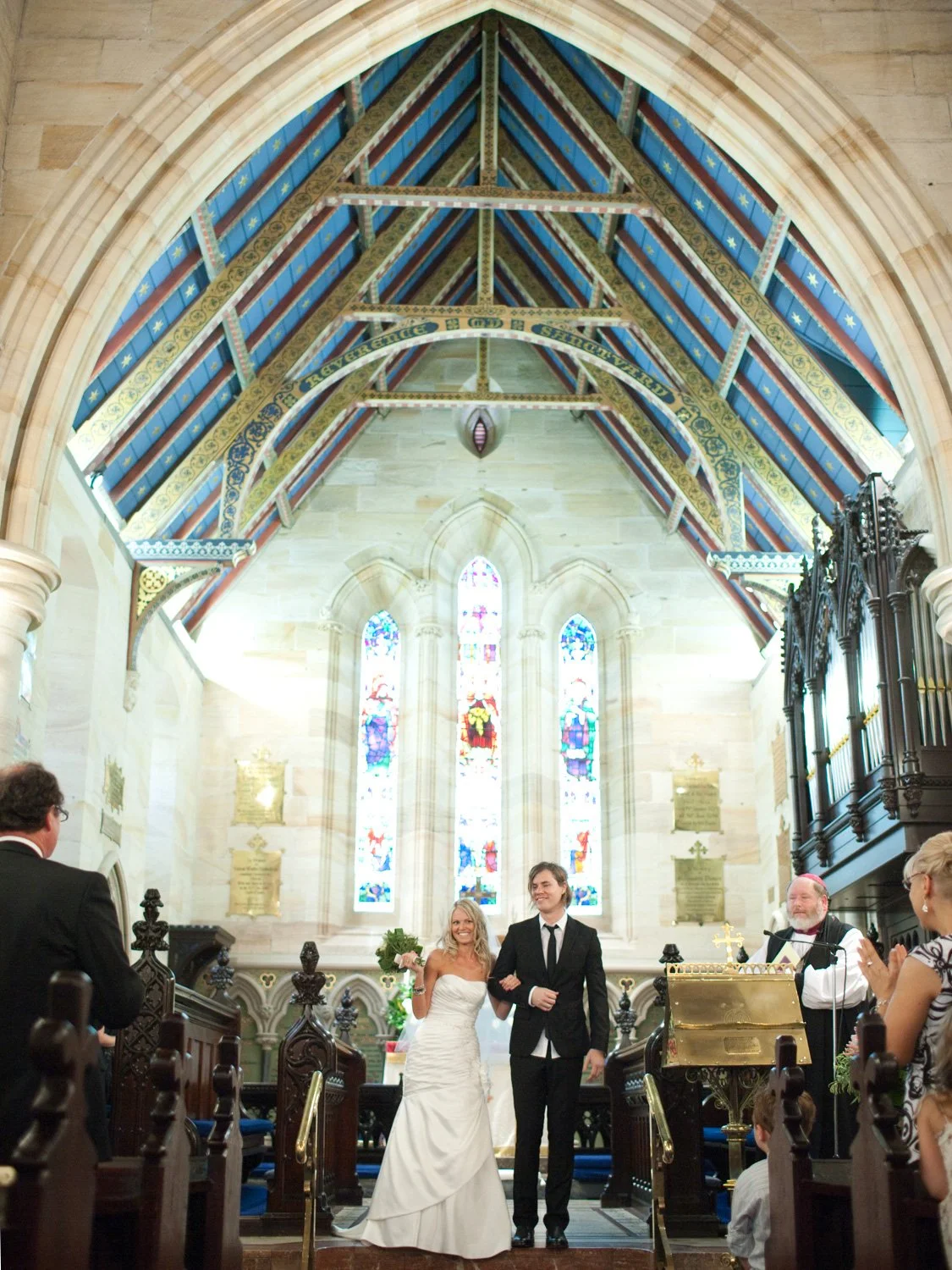 Newly married couple at St Marks Anglican Church Darling Point