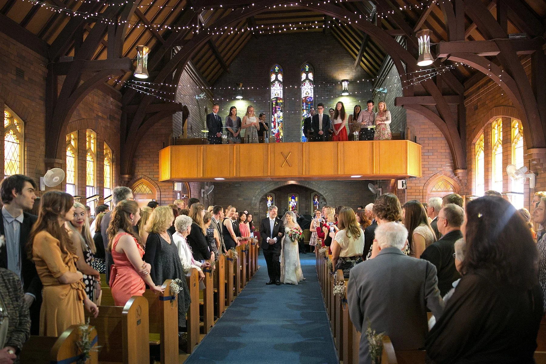 Bride walking down the aisle with her father, St Andrews Anglican Church Roseville