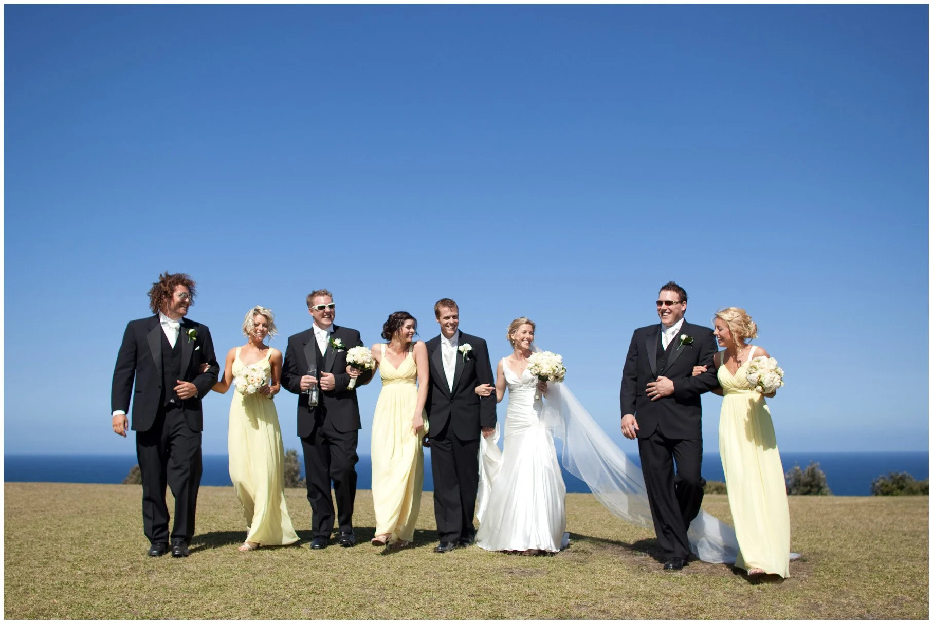Bridal group walking portrait, Vaucluse Sydney