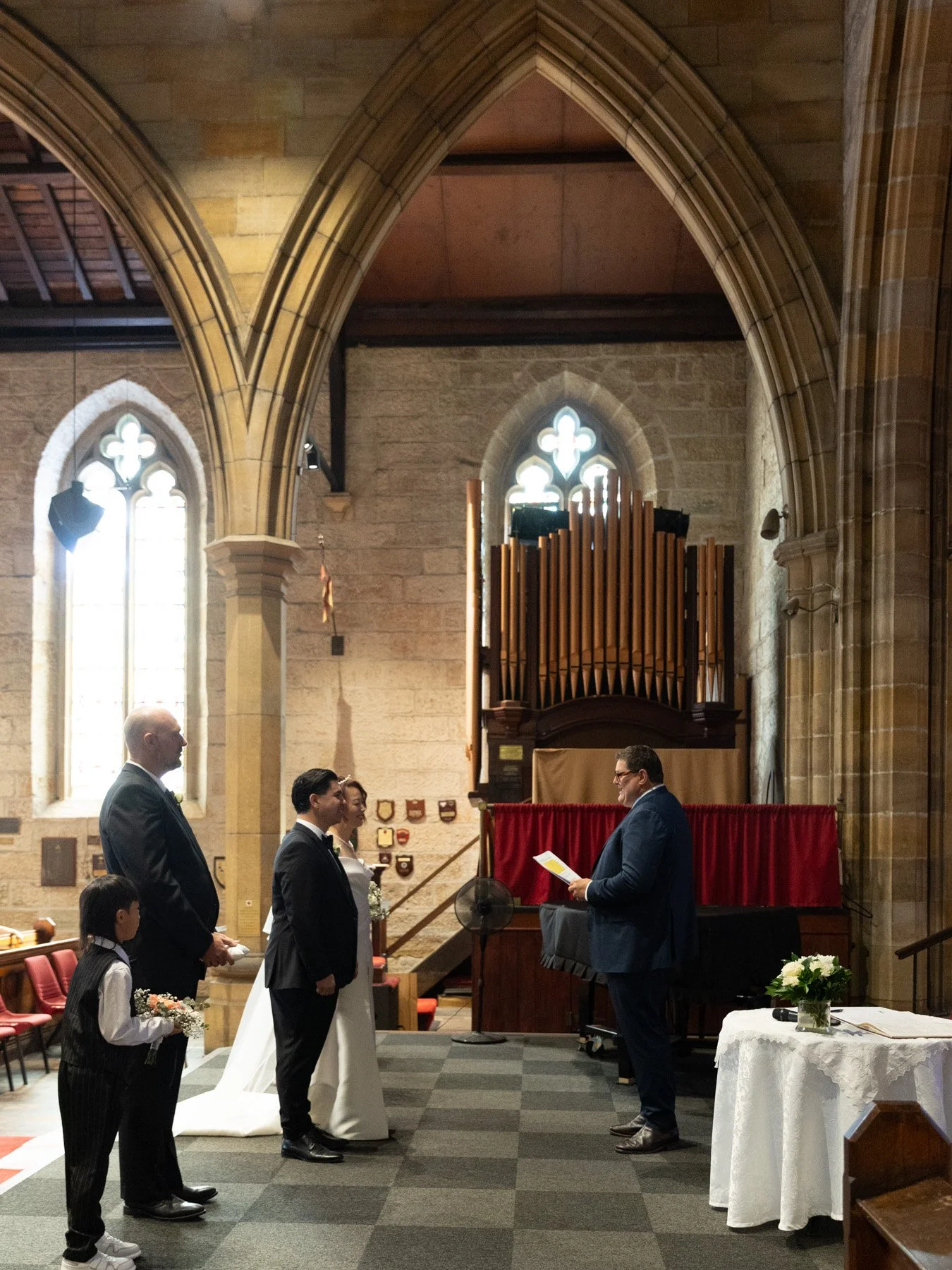 Interior view of The Garrison Church arches during the ceremony, Millers Point