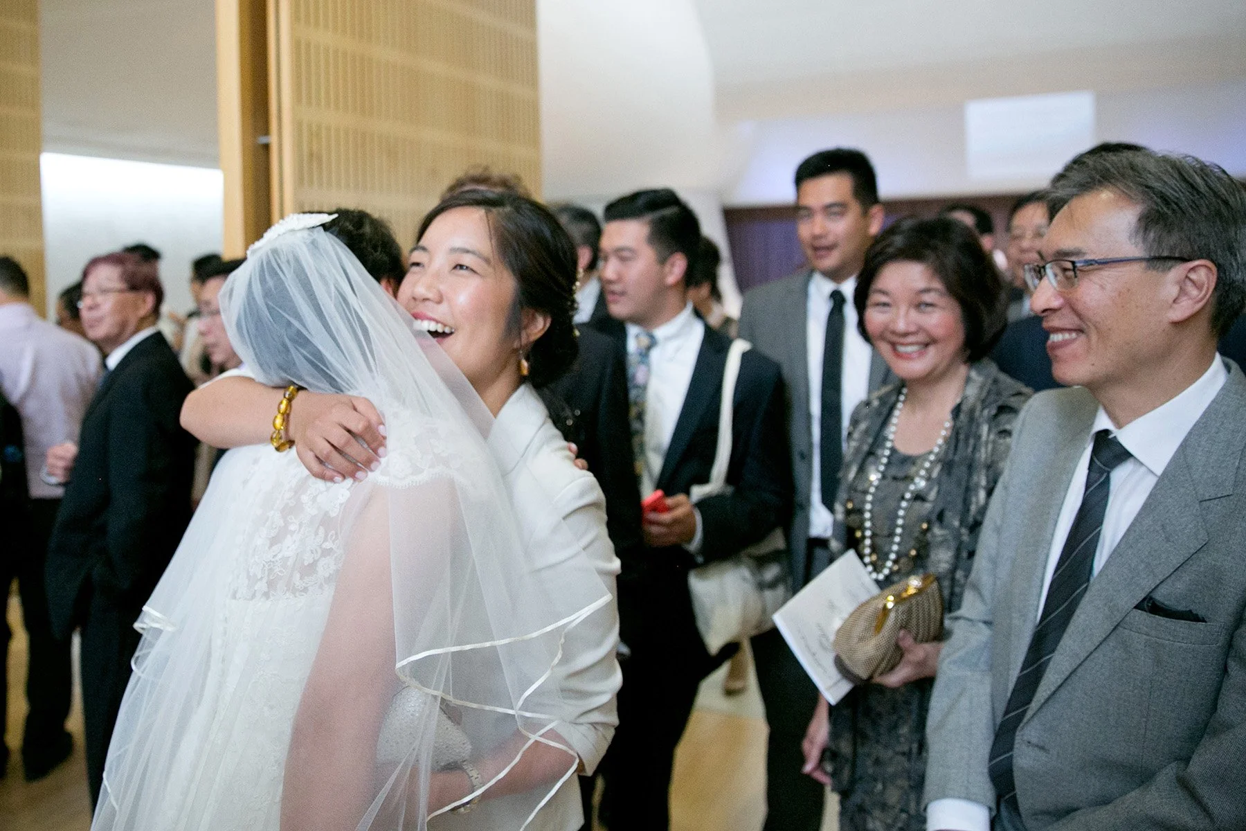 Wedding guests congratulating bride after ceremony St Barnabas Broadway Ultimo Sydney