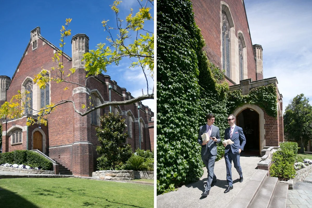 Shore School Chapel North Sydney ivy and entrance, wedding venue exterior