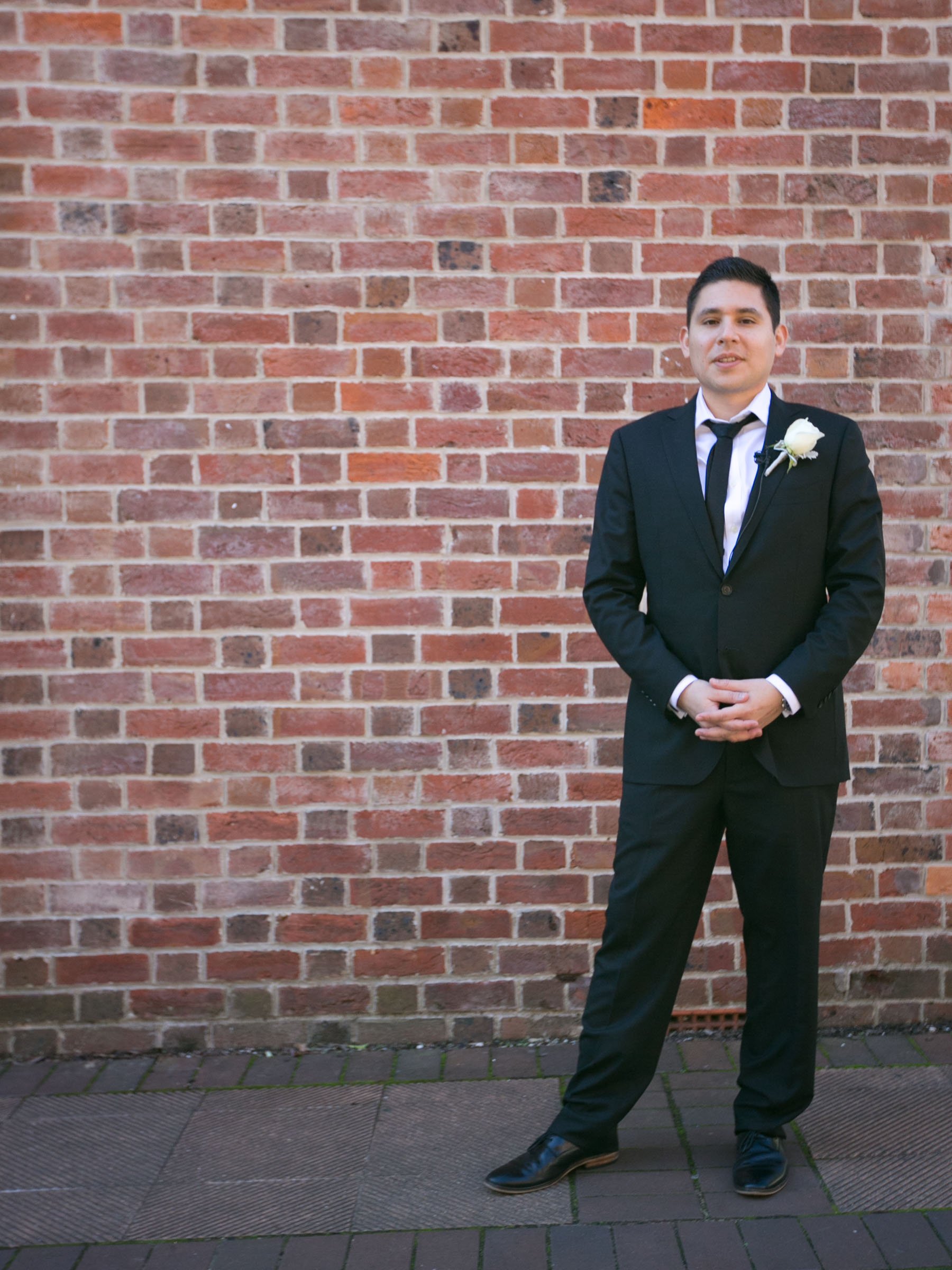 Groom portrait before ceremony, St Matthews Anglican Church Manly
