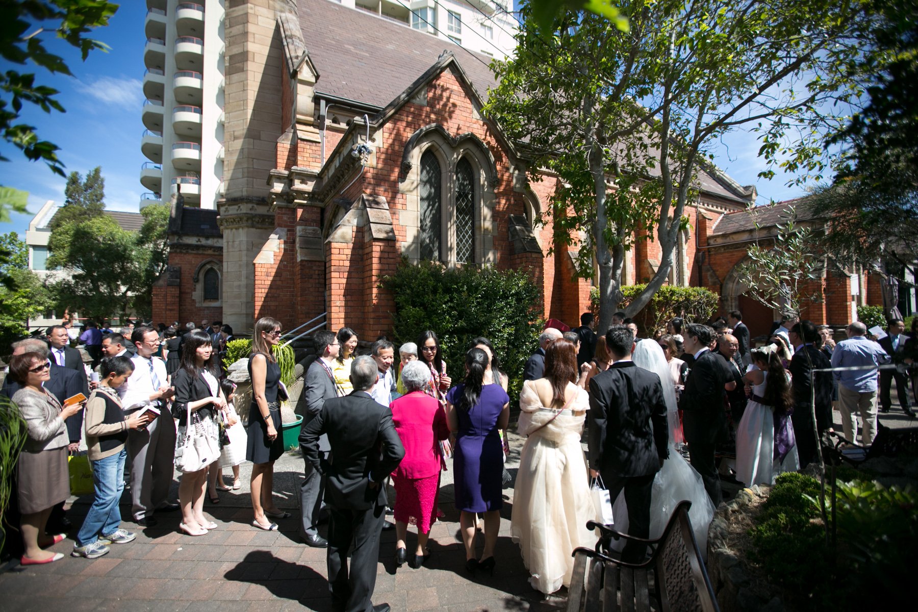 Guests mingling outside Chinese Christian Church Milsons Point