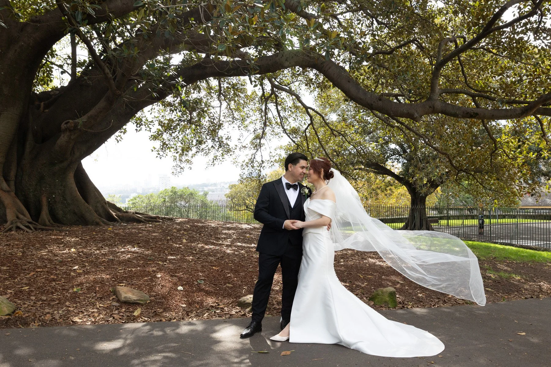 Groom holding Bride, Observatory Hill, Sydney
