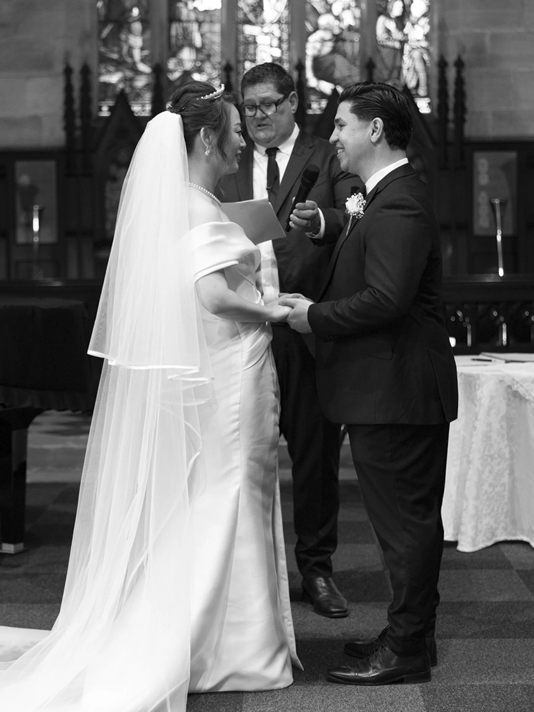 Bride and Grrom exchanging vows, Garrison Church, Millers Point