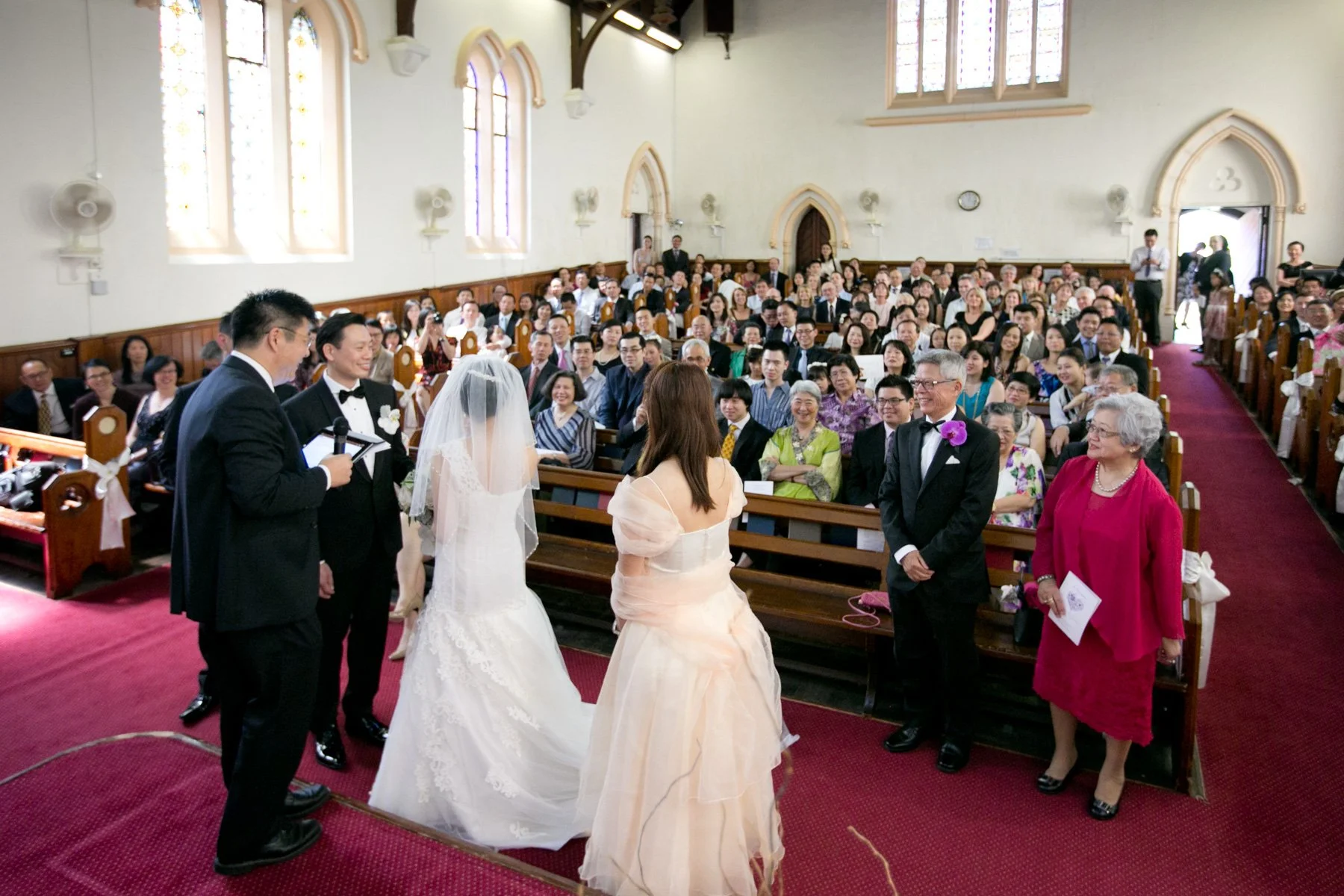 Wedding vows at the altar, Chinese Christian Church Milsons Point