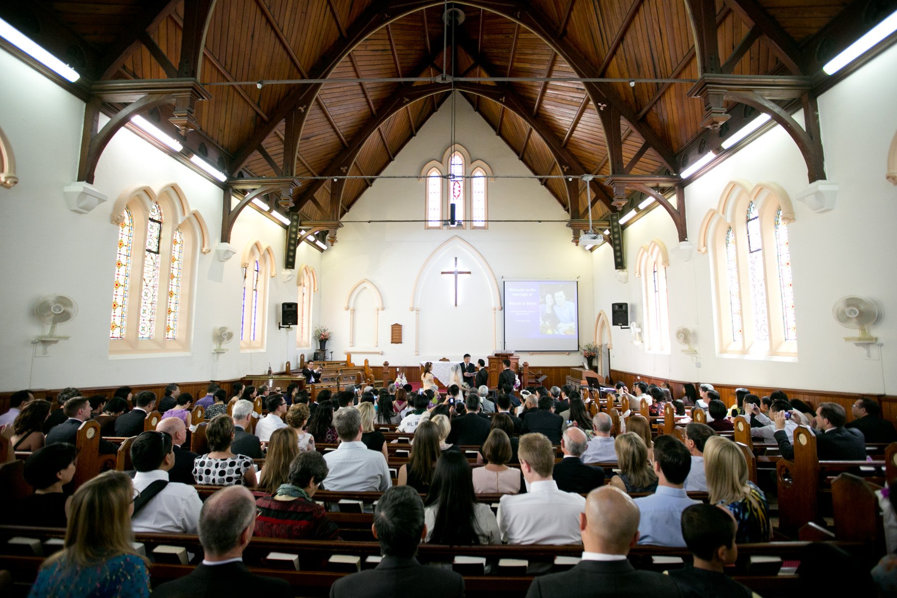 Full congregation inside Chinese Christian Church Milsons Point