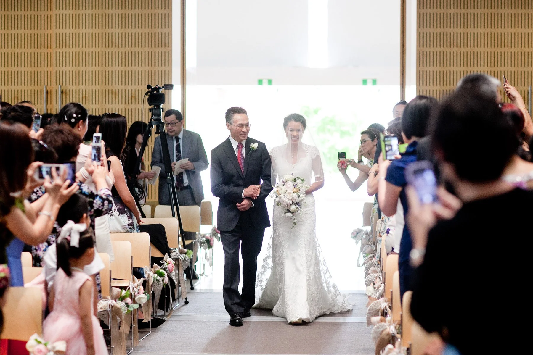 Father with fride walking down the aisle St Barnabas Broadway Ultimo Sydney wedding ceremony