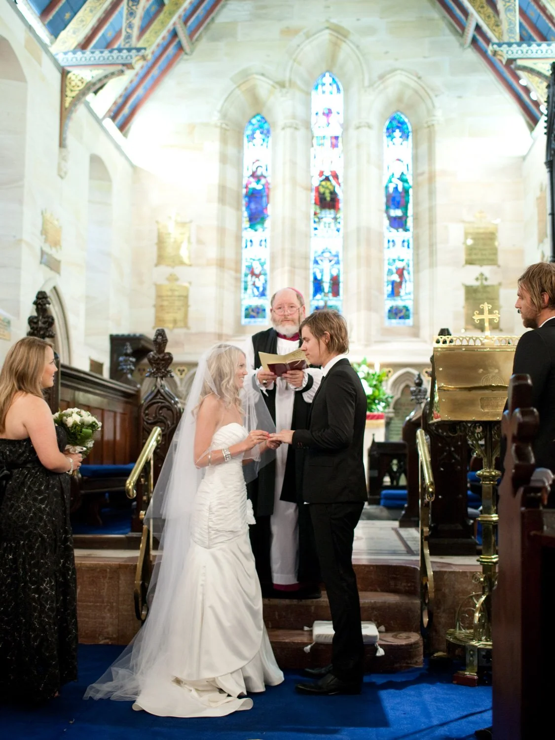 Couple exchanging vows at St Marks Anglican Church Darling Point