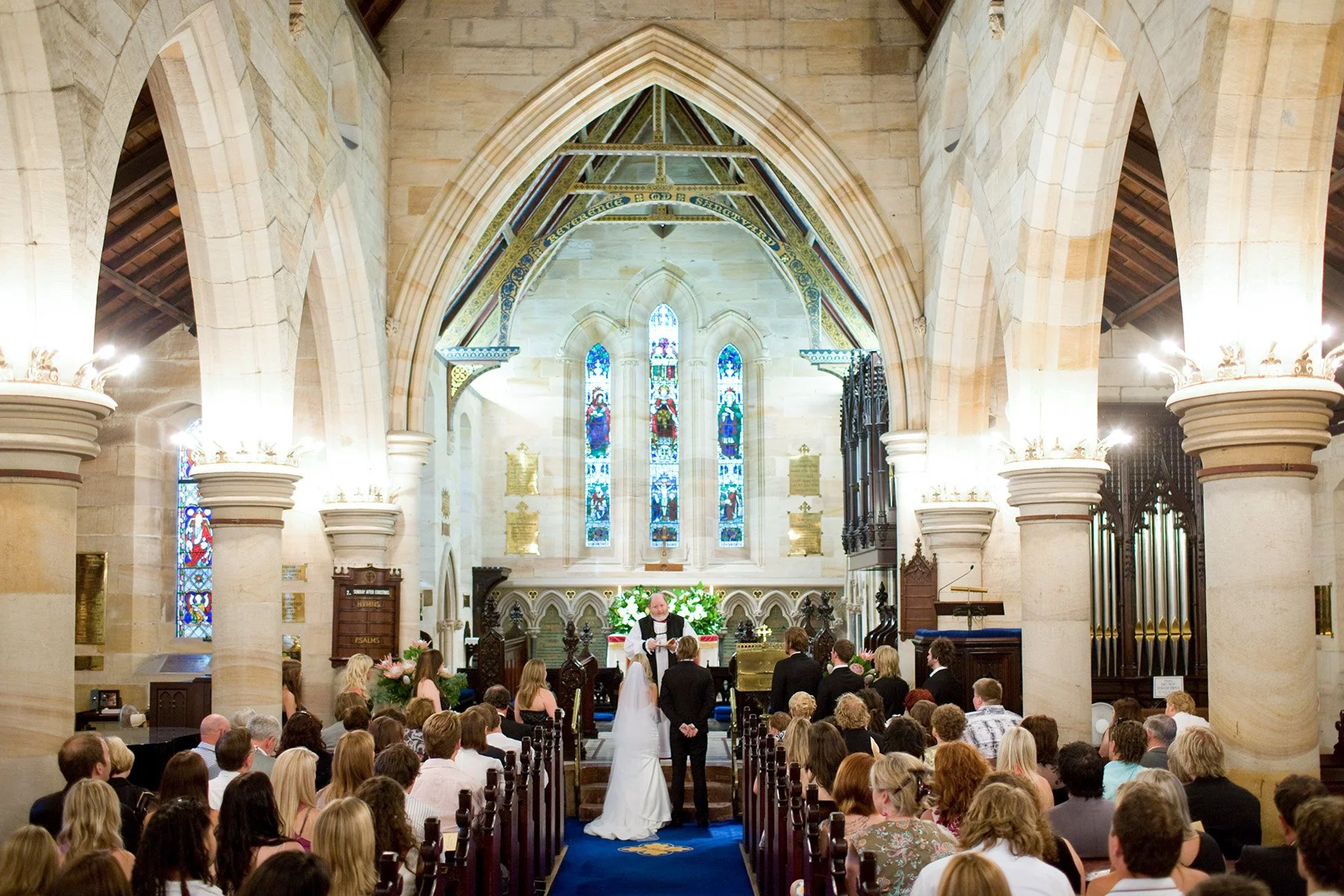 Church interior during ceremony at St Marks Anglican Church Darling Point