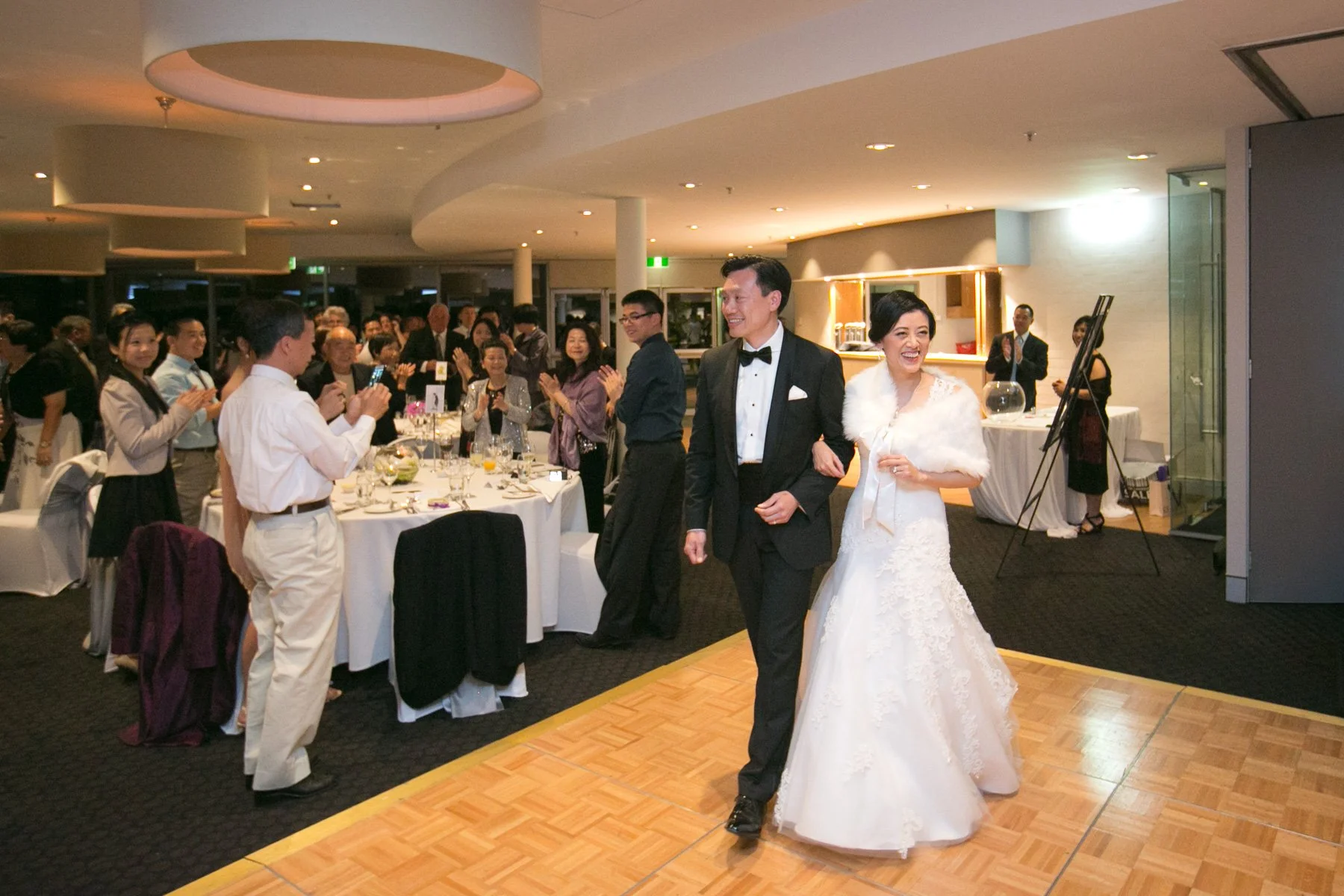 Bride and groom entrance at Taronga Zoo reception, Mosman Sydney