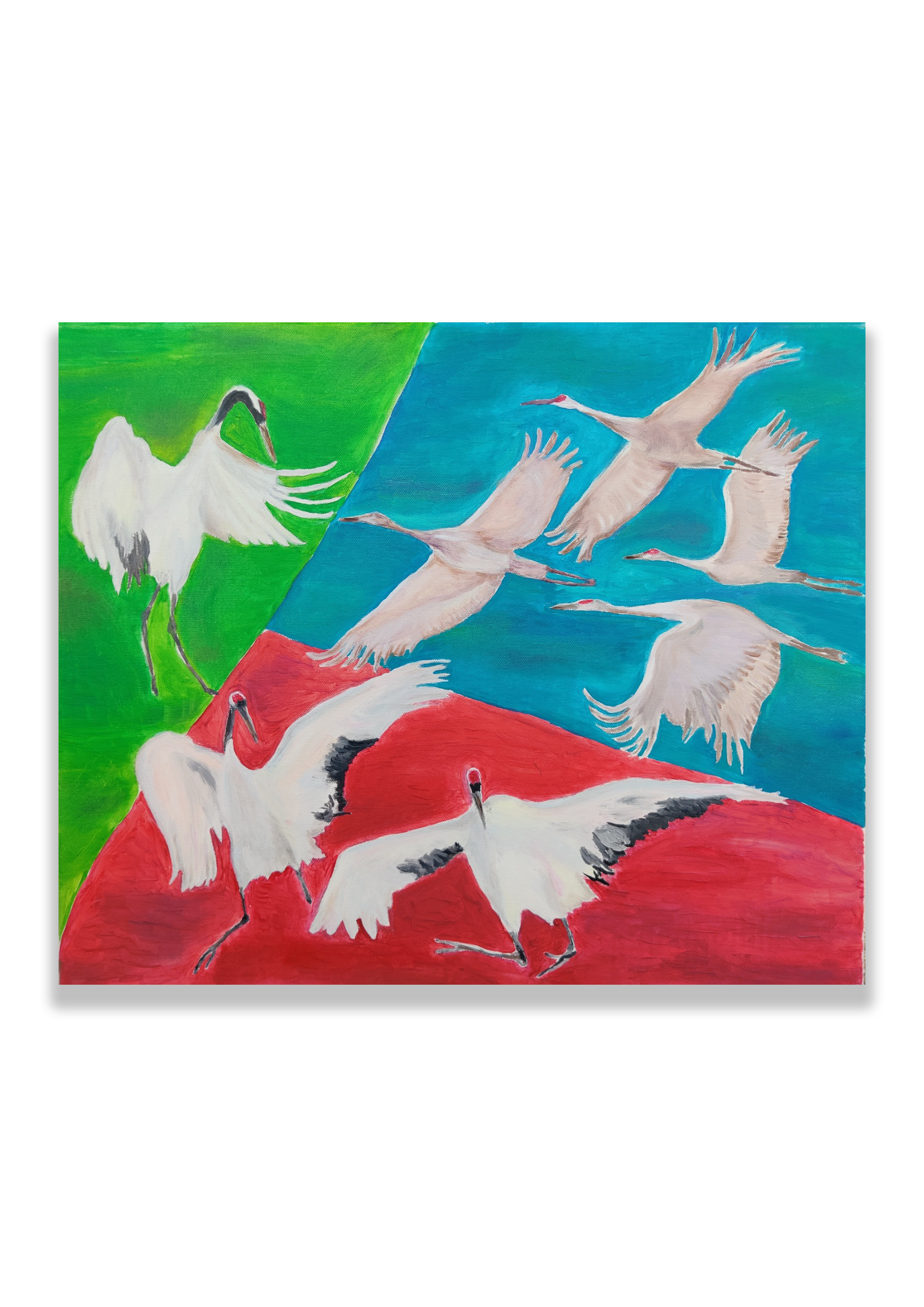 Cranes - Natalya Olin - Oil on Canvas - 55x46cm - 300chf