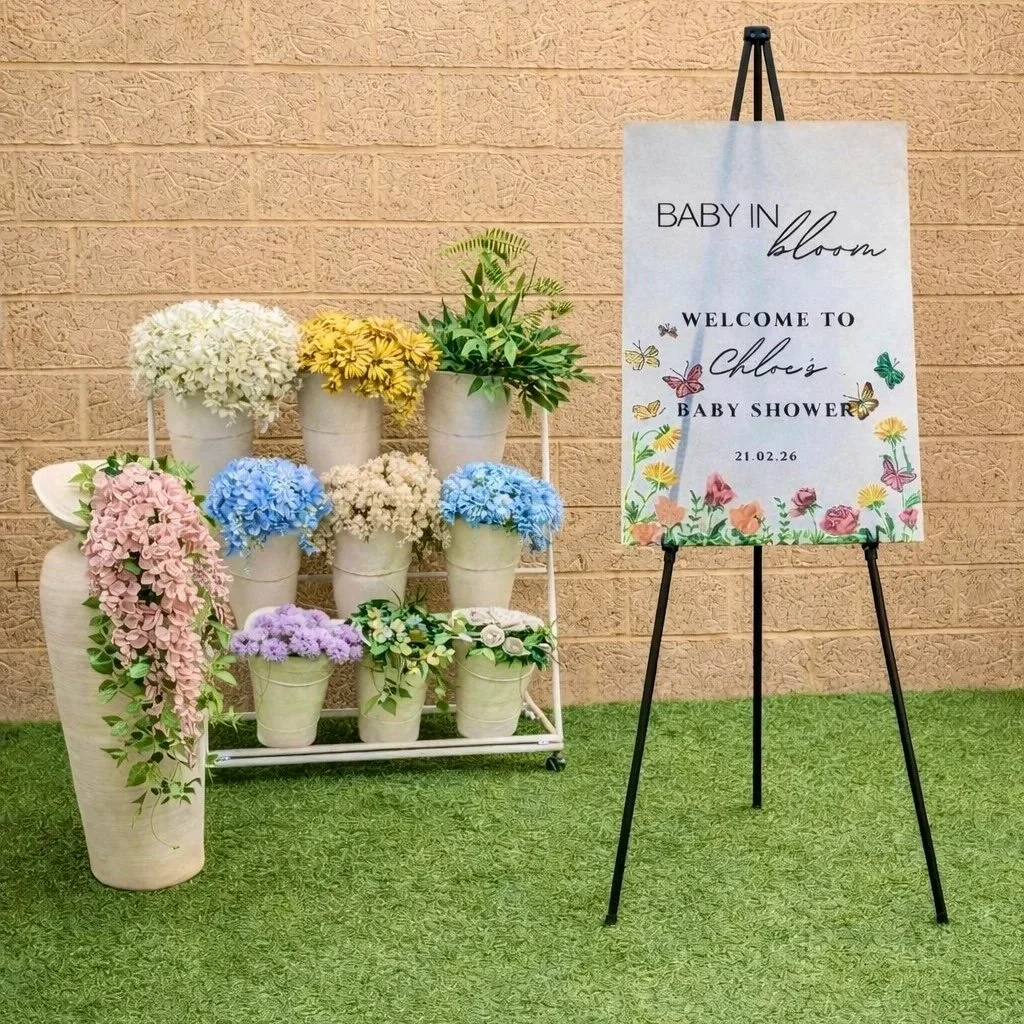 Large White Vase, Flower Bar, Easel