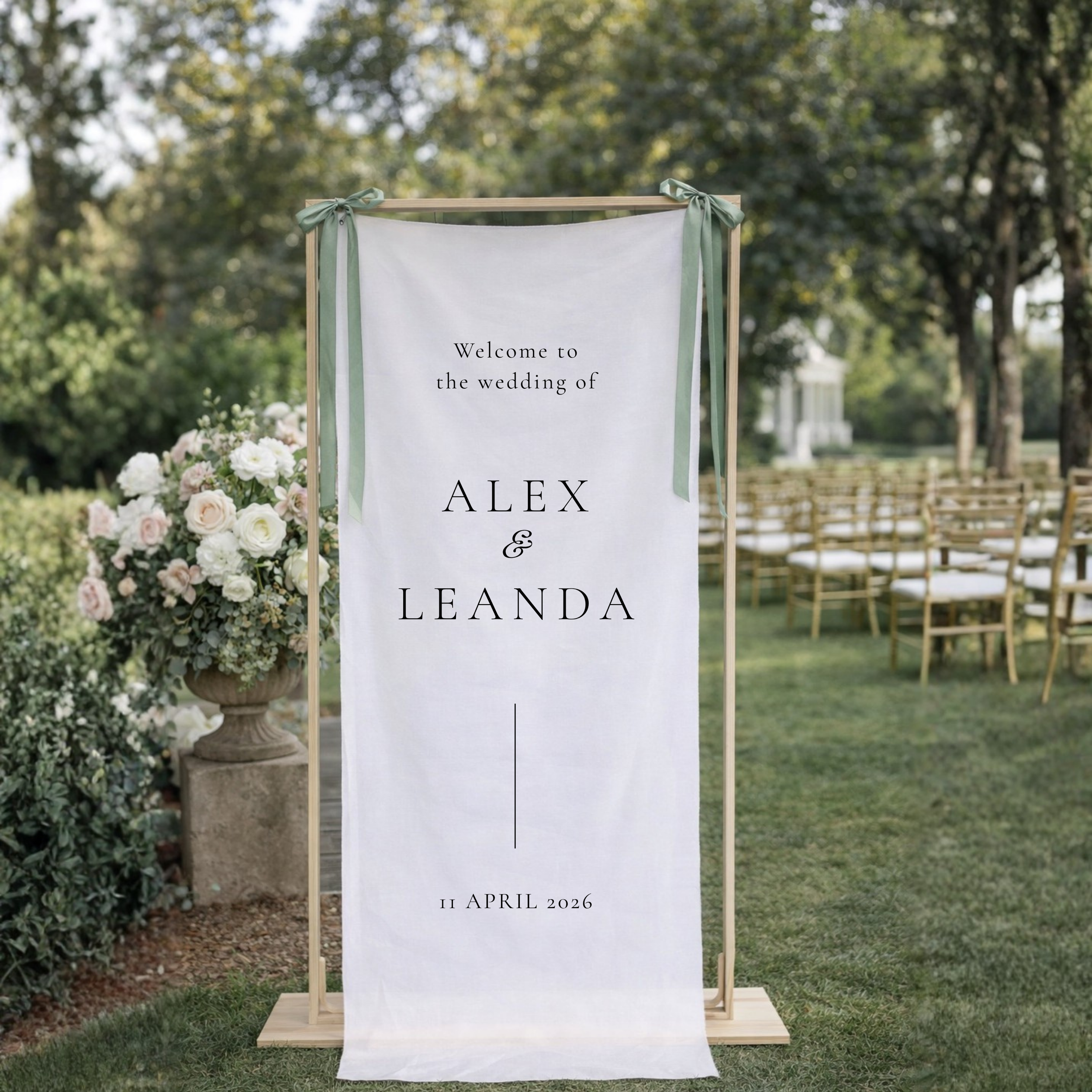 Linear Wedding Welcome Sign