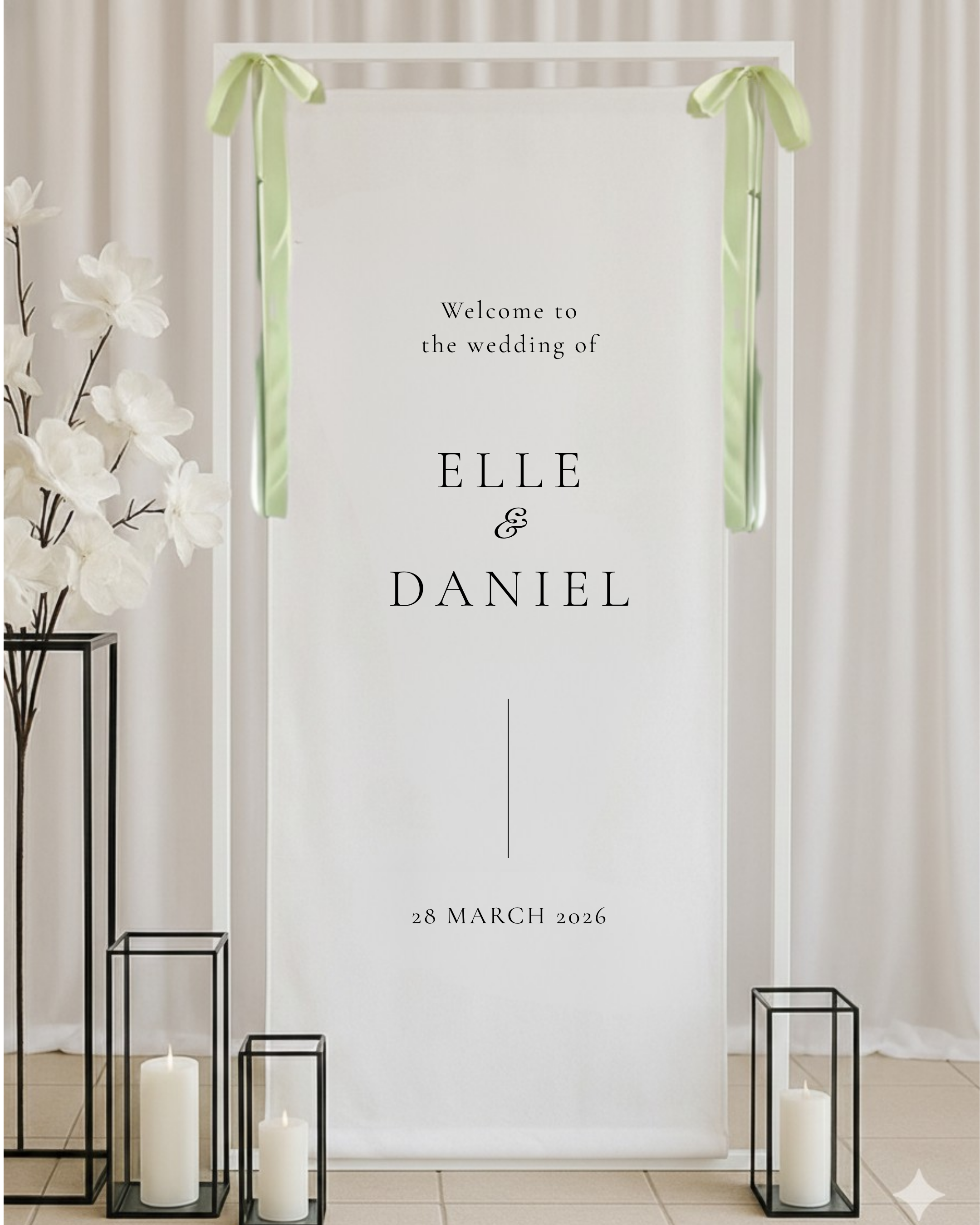 Linear Wedding Welcome Sign