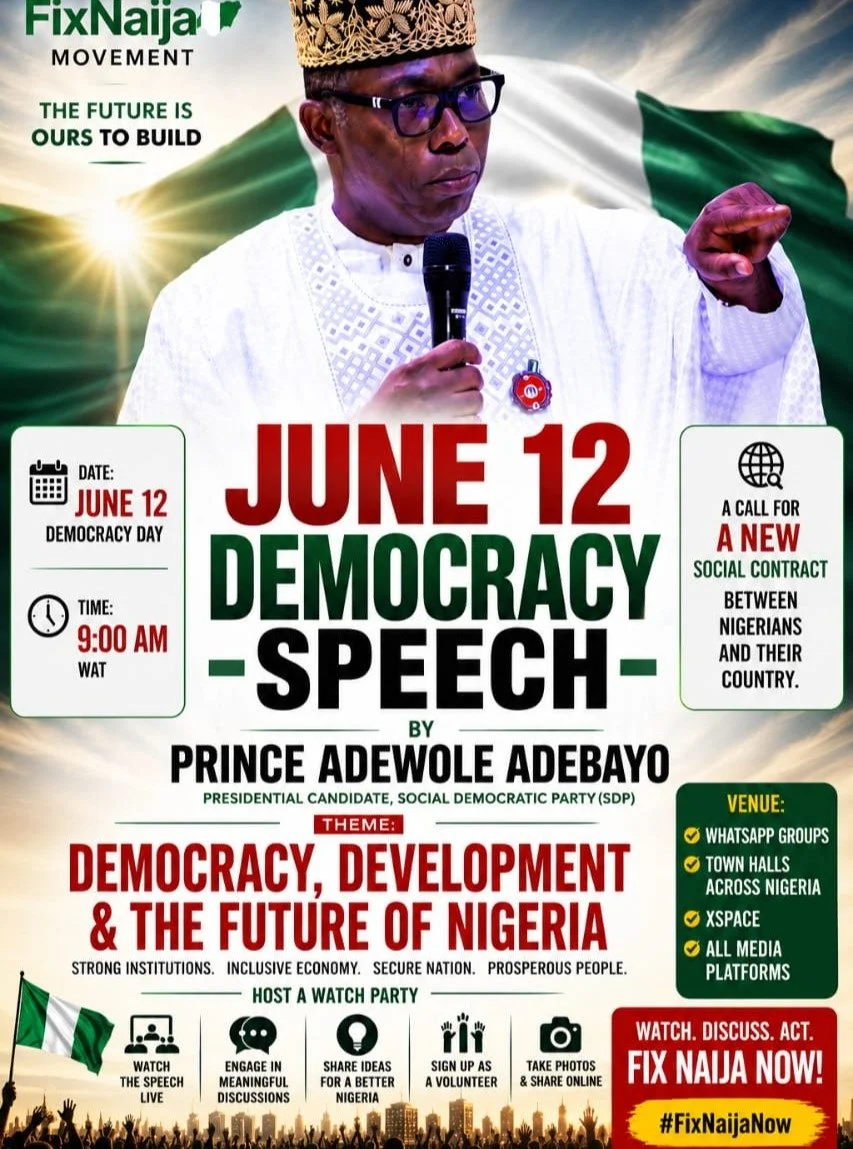 On Friday, June 12, on our democracy day, I will be speaking to Nigerians at home and abroad about the future of our democracy, our collective inheritance, our economy, our security and our responsibility as citizens. 
This is not another political s