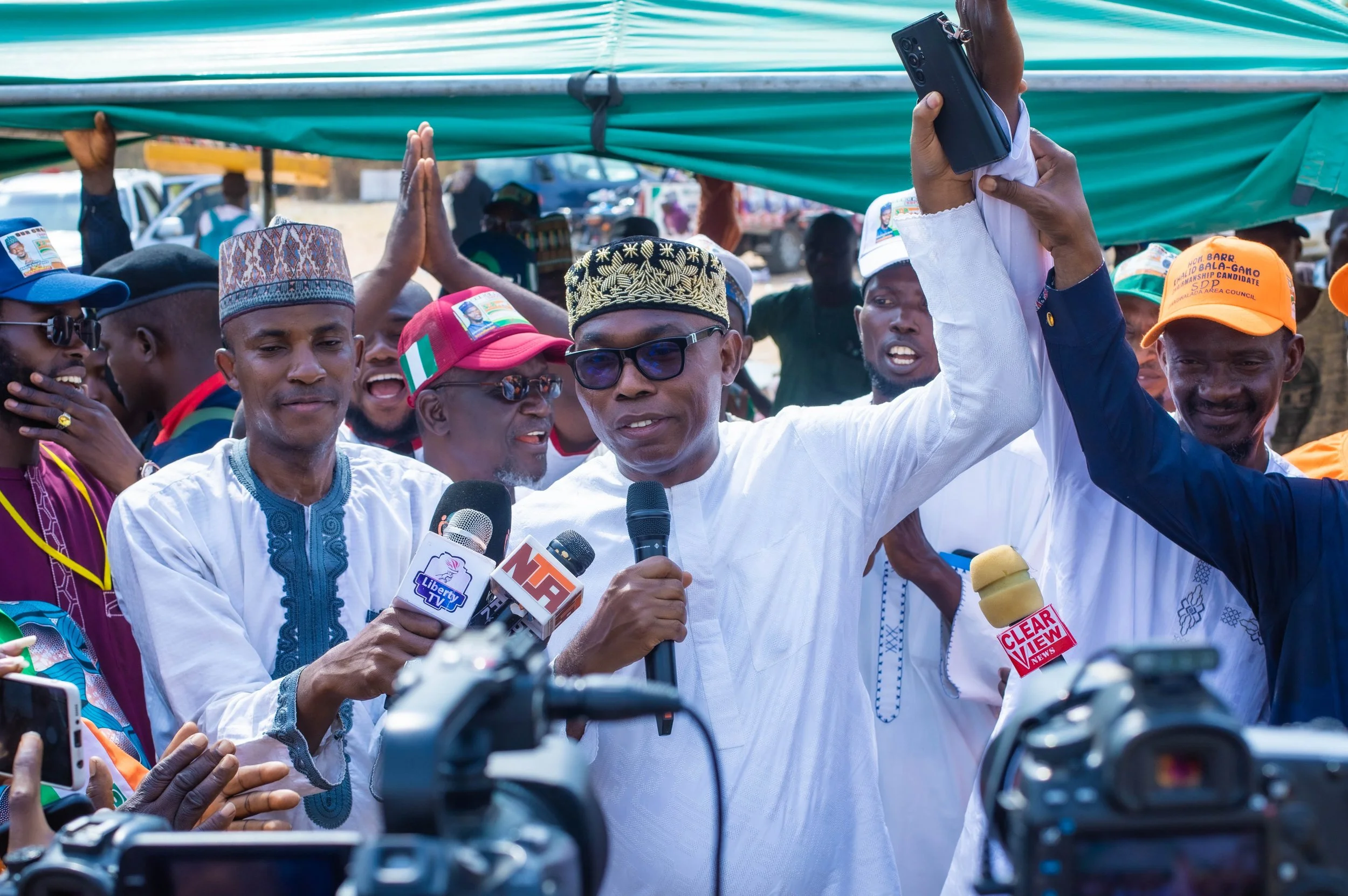 Prince Adewole Adebayo at the protest against the removal of the mandatory electronic transmission of voting results.