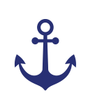 Blue anchor icon on a white background