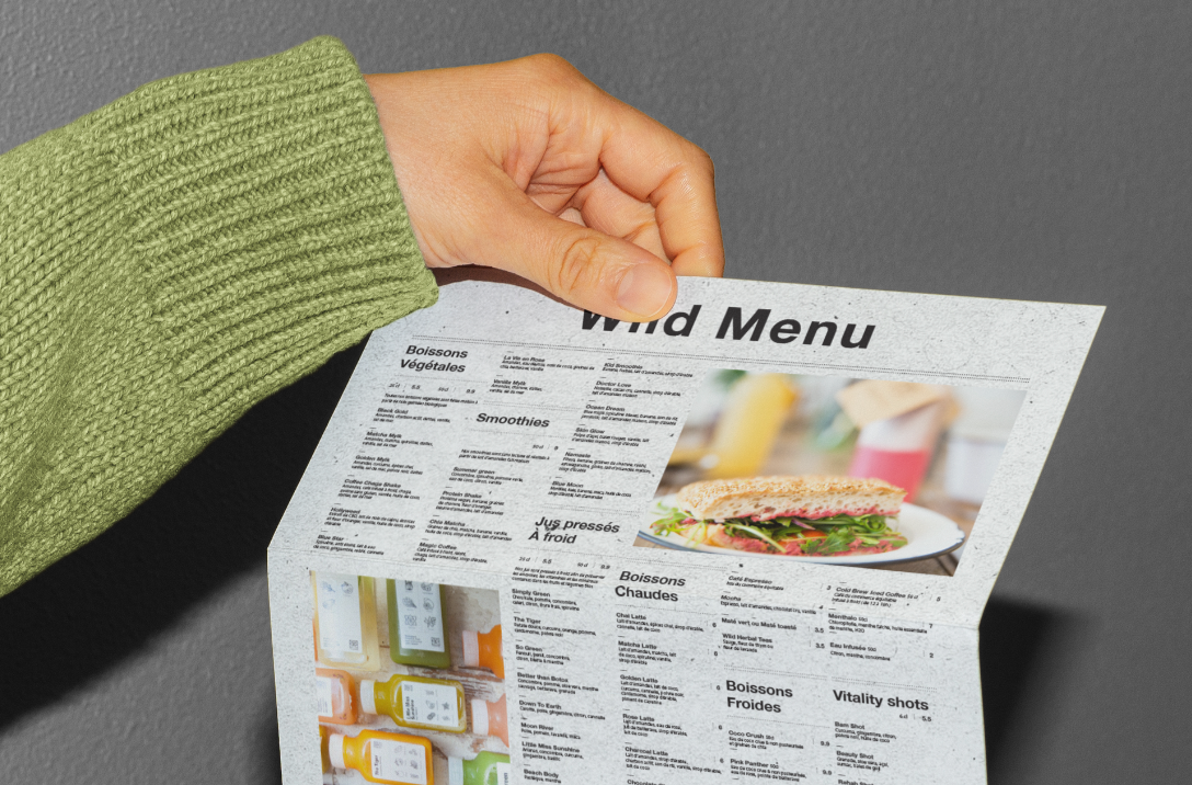Seasonal restaurant menu design for Wild & the moon.