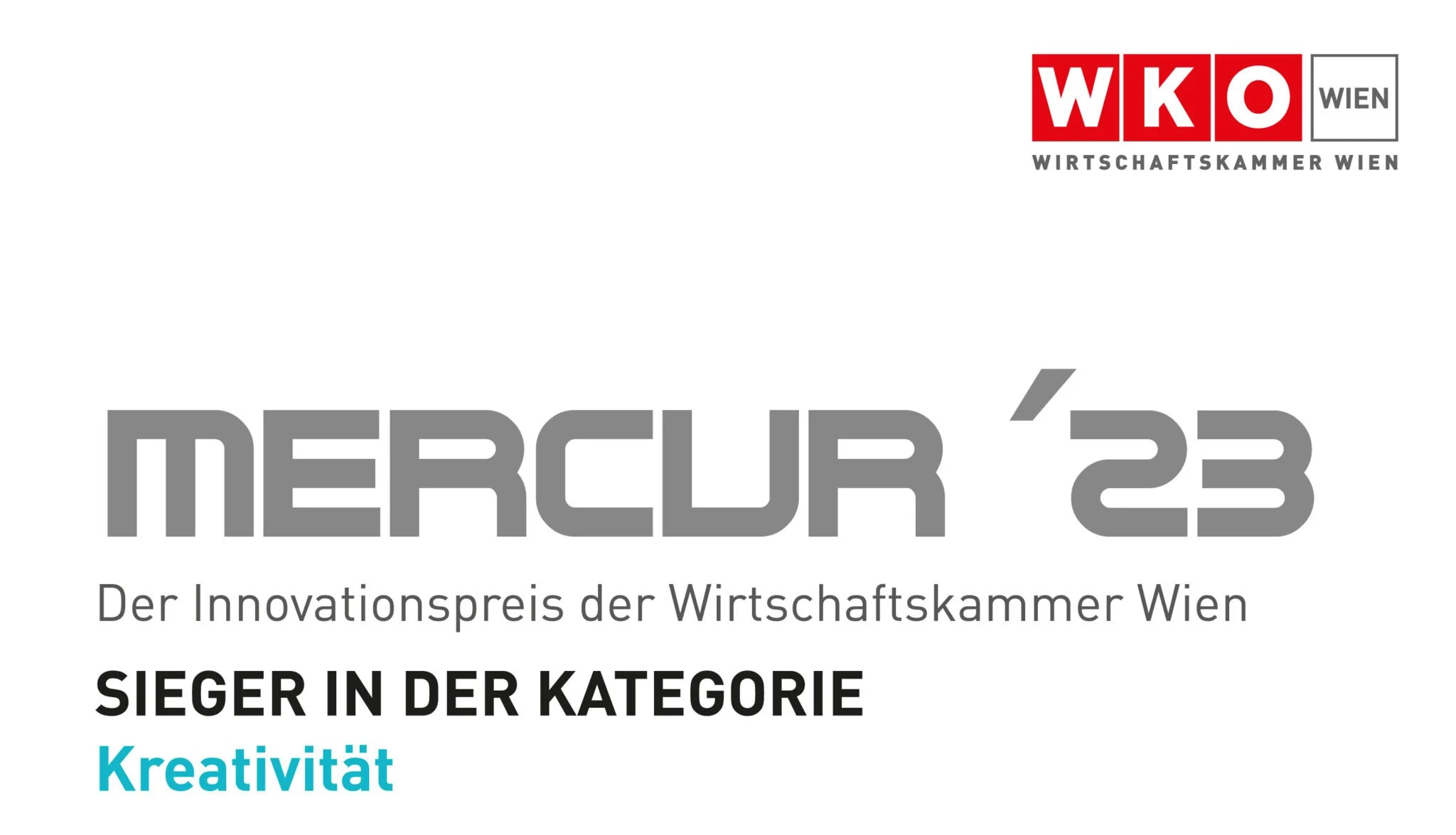 Graphic announcing the Mercury '23 award from the Vienna Chamber of Commerce, recognizing winners in the creativity category.