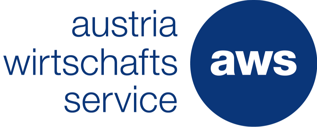 Logo combining AWS logo and German words 'austria wirtschafts service'.