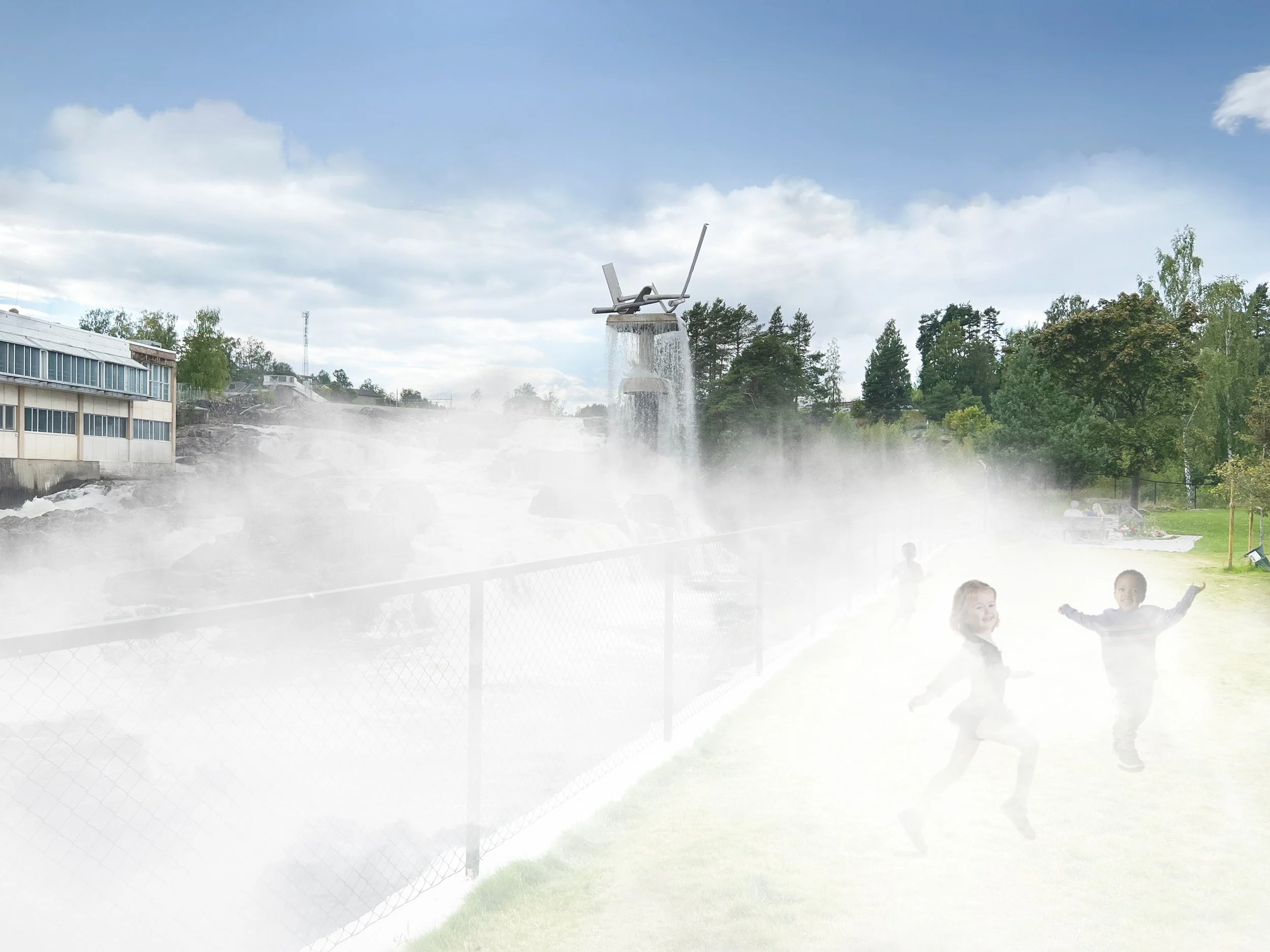 The artwork visits the park