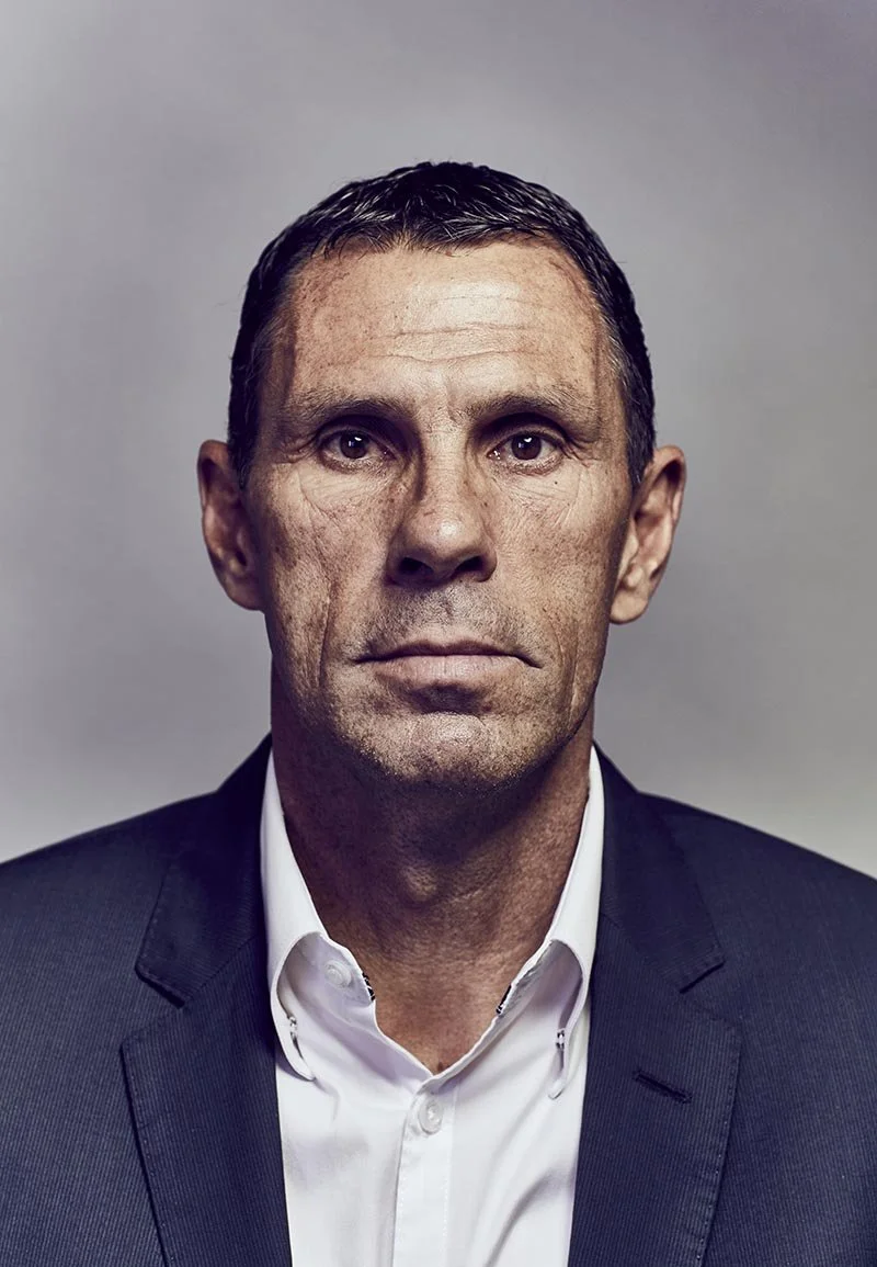 Gus Poyet Uruguayan footballer by sports portrait photographer Jon Enoch