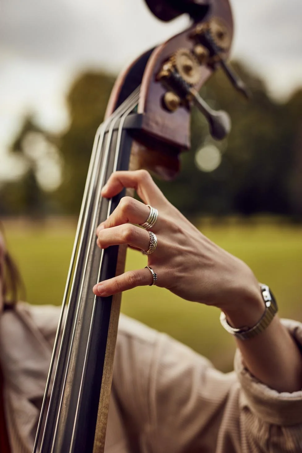  Rehearsal Room by Photographer Jon Enoch. Pictured: Daisy George in Ruskin Park, London.  