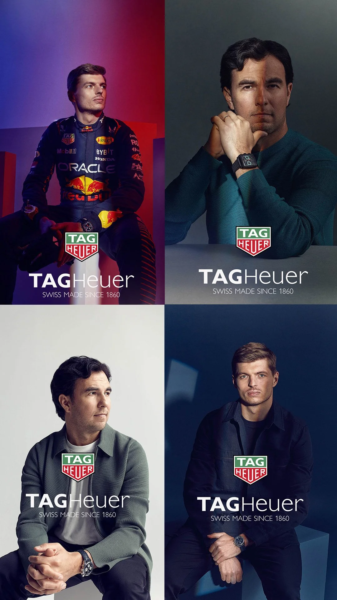 Advertising photographer Jon Enoch shoot for iconic watch brand TAG Heuer in campaign featuring Max Verstappen and Sergio Perez