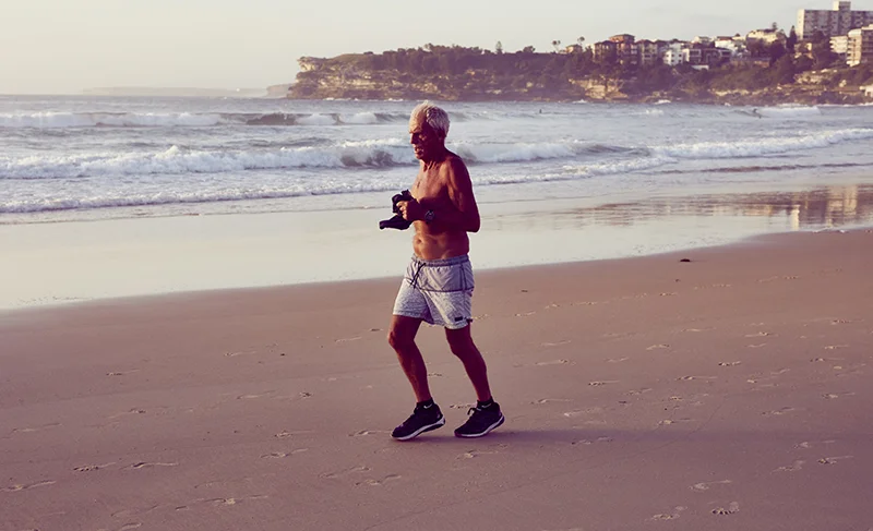 A jogger runs on bondi beach