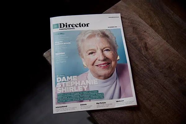 Cover of Director magazine with a portrait taken by photographer Jon Enoch