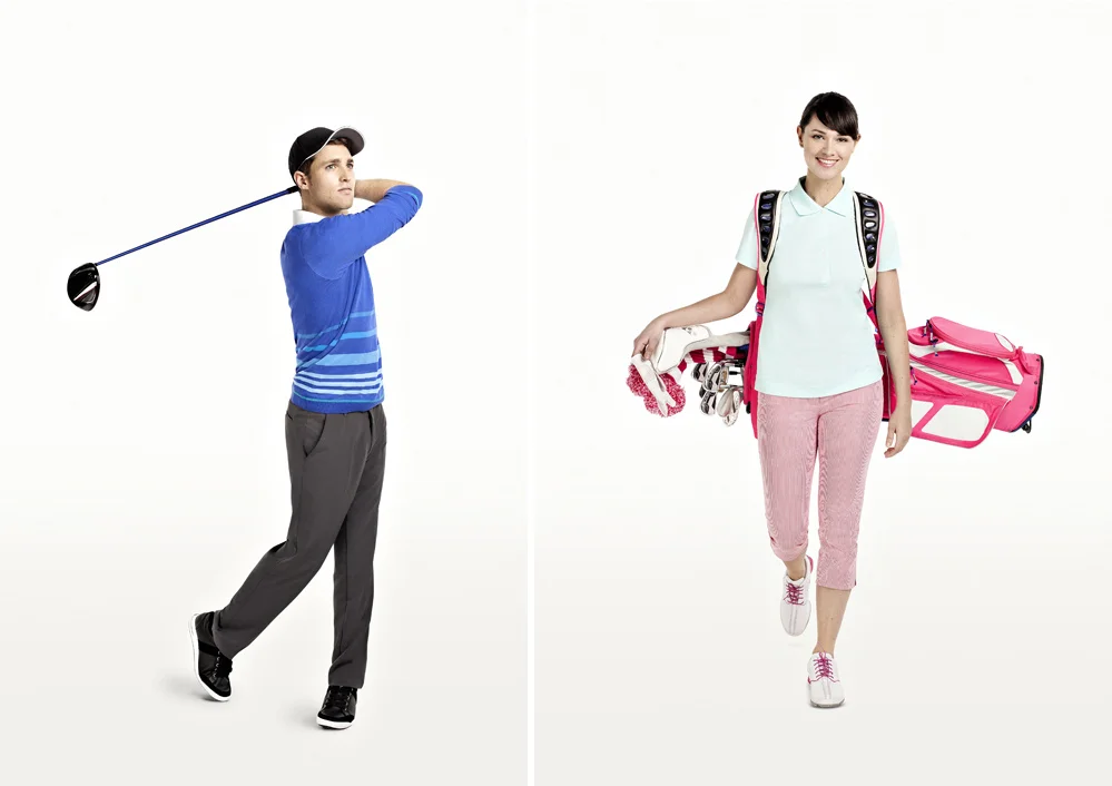 Fashion images of a man and a women in gold attire. By lifestyle photographer Jon Enoch.