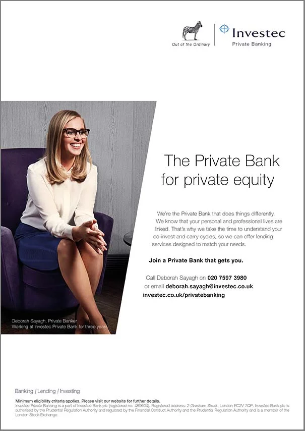 Prints adverts for Investec photographed by advertising photographer Jon Enoch