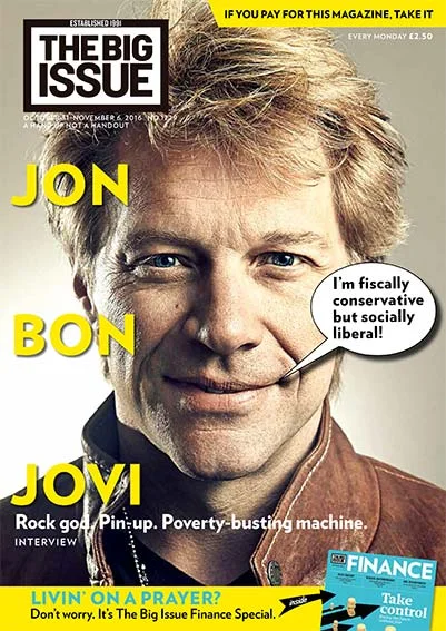Jon Bon Jovi on the cover of The Big Issue by Lifestyle Photographer Jon Enoch