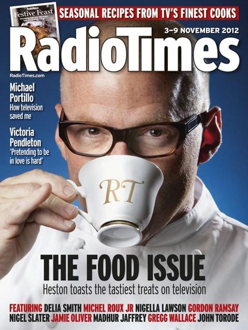 Advertising portrait photographer Jon Enoch's photograph of Heston Blumenthal on the cover of The Radio Times.