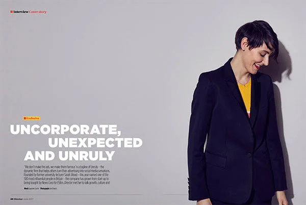 Sarah Wood of Unruly photographed for director magazine by London baed portrait photographer Jon Enoch