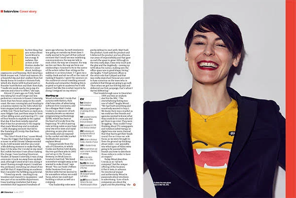 Sarah Wood of Unruly photographed for director magazine by London baed portrait photographer Jon Enoch