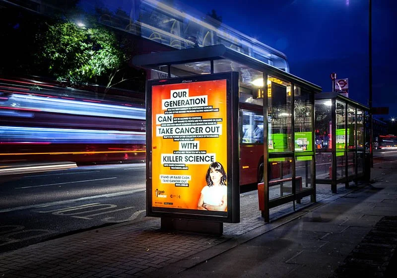 Advertising photographer Jon Enoch shoot out of home billboards for Stand up to Cancer