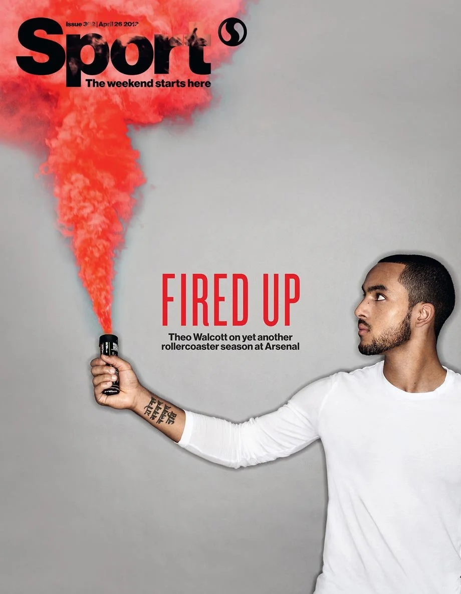 Magazine cover featuring Theo Walcott by sport photographer Jon Enoch