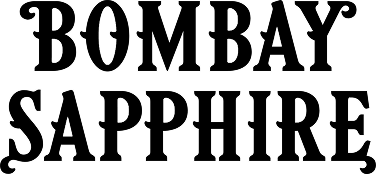 Text reading 'BOMBAY SAPPHIRE' in bold, black letters