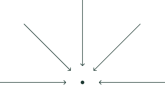 Das Bild zeigt einen schwarzen Hintergrund mit einem Quadrat in der Mitte und mehreren Pfeilen, die auf das Quadrat zeigen.