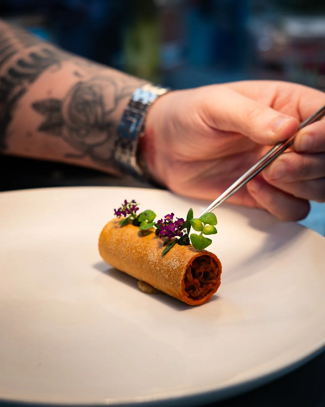 A Chef prepping a Lasagne Cannoli as a part of a starter for their new menu launch.